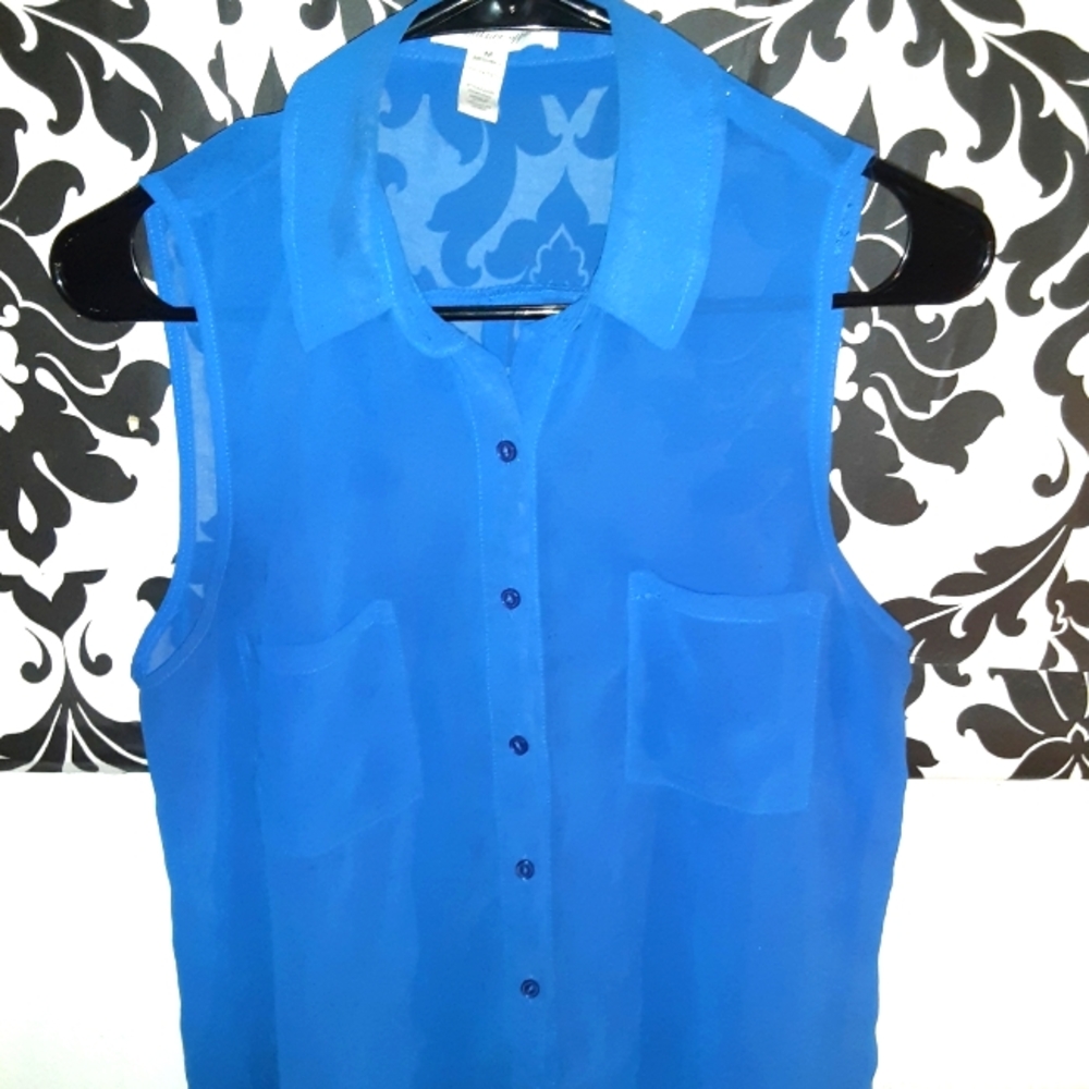 Blue Sheer Sleeveless Camisole